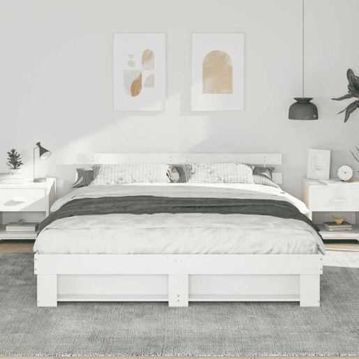 Estrutura da Cama de casal simple com cabeceira Branco 180 x 200 cm