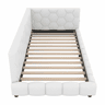 Sofá-cama de veludo 90x200 cm - com LED e porta USB - Branco