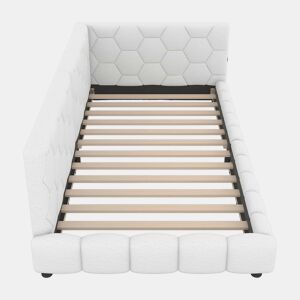Sofá-cama de veludo 90x200 cm - com LED e porta USB - Branco