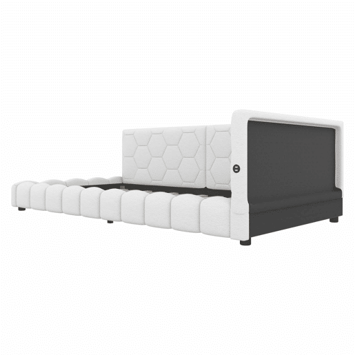 Sofá-cama de veludo 90x200 cm - com LED e porta USB - Branco