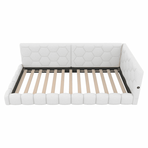 Sofá-cama de veludo 90x200 cm - com LED e porta USB - Branco