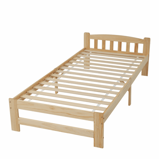 Cama individual com estrutura em madeira 90x200cm - Natural Cama individual com estrutura em madeira 90x200cm - Natural