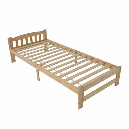 Cama individual com estrutura em madeira 90x200cm - Natural Cama individual com estrutura em madeira 90x200cm - Natural
