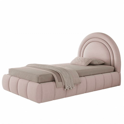 Cama infantil estofada 90x200 cm - cama individual funcional com sistema hidráulico, base de colchão, cabeceira acolchoada e amplo espaço de arrumação em veludo - rosa