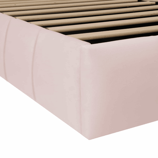 Cama infantil estofada 90x200 cm - cama individual funcional com sistema hidráulico, base de colchão, cabeceira acolchoada e amplo espaço de arrumação em veludo - rosa