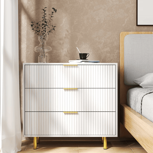 Aparador com 3 gavetas 72x80x40 cm - design moderno, móvel de arrumação - branco e dourado