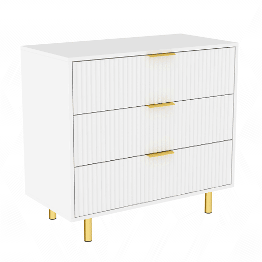 Aparador com 3 gavetas 72x80x40 cm - design moderno, móvel de arrumação - branco e dourado