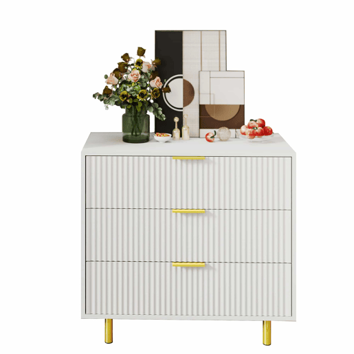 Aparador com 3 gavetas 72x80x40 cm - design moderno, móvel de arrumação - branco e dourado