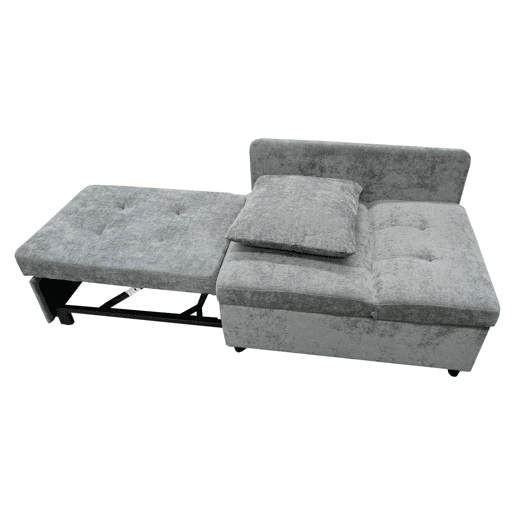 Sofá-cama multifuncional 3 em 1 - Sofá de linho com encosto ajustável - Cinza