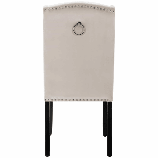 Conjunto de 2 cadeiras de veludo com pernas de carvalho - decoradas com rebites - Bege Conjunto de 2 cadeiras de veludo com pernas de carvalho - decoradas com rebites - Bege