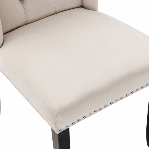Conjunto de 2 cadeiras de veludo com pernas de carvalho - decoradas com rebites - Bege Conjunto de 2 cadeiras de veludo com pernas de carvalho - decoradas com rebites - Bege