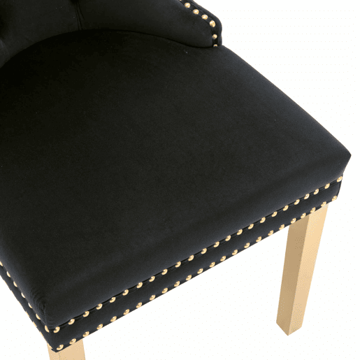 Conjunto de 6 cadeiras de veludo com pernas de metal - Preto