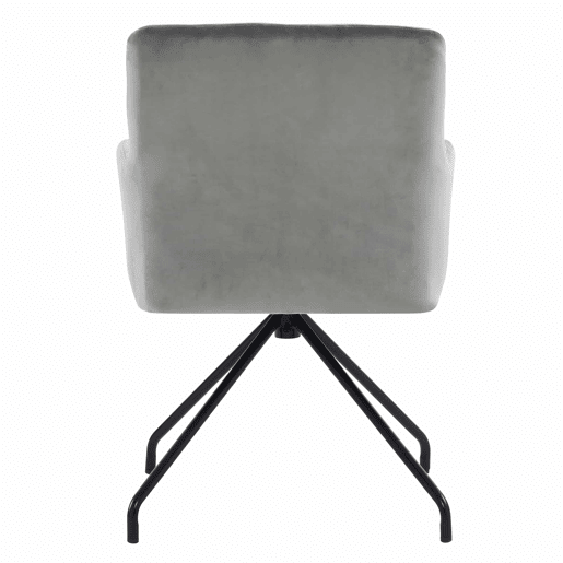 Conjunto de 2 cadeiras de sala de jantar - Cadeira de sala com padrão de losangos, 4 pernas metálicas, apoio lombar, veludo - Cinza claro