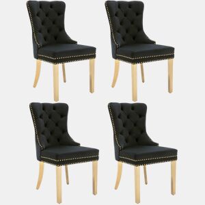 Conjunto de 4 cadeiras de veludo com pernas de metal - Preto