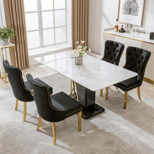 Conjunto de 4 cadeiras de veludo com pernas de metal - Preto