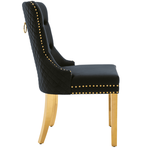 Conjunto de 4 cadeiras de veludo com pernas de metal - Preto