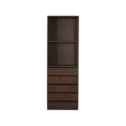 Armário Opéra com 5 gavetas e 2 prateleiras - 60 x 45 x 180 cm - Castanho