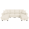 Sofá modular em U de 280 cm - Chenille, 2 lugares com 2 chaise longues, baú de arrumação e almofadas - Bege