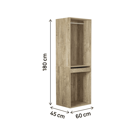 Roupeiro Opéra com espaço para pendurar e suporte para calças - 60 x 45 x 180 cm - Bege