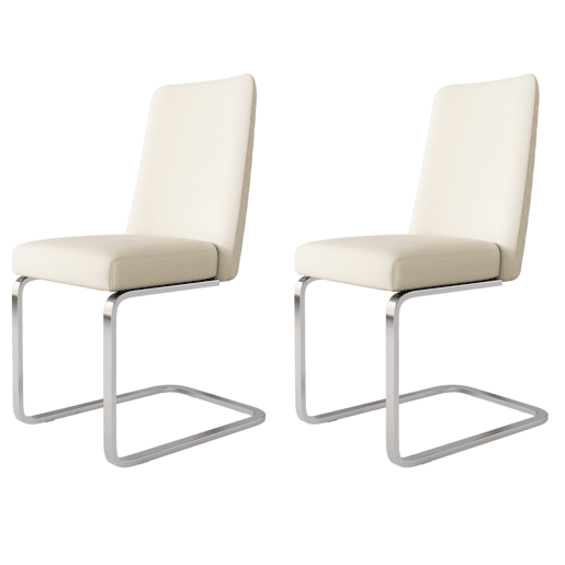 Cadeira de jantar Samt 2 unidades - Design Diamante, com pernas metálicas prateadas - Bege