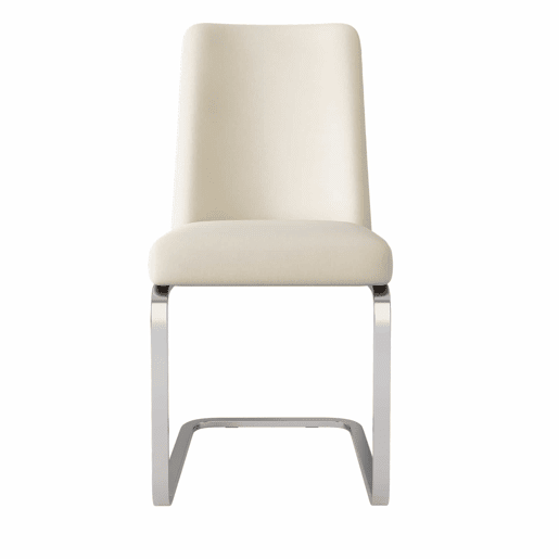 Cadeira de jantar Samt 2 unidades - Design Diamante, com pernas metálicas prateadas - Bege