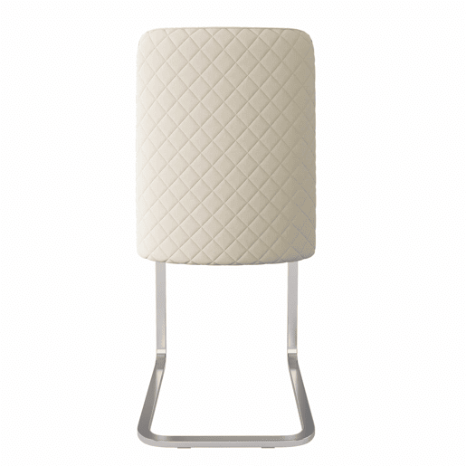 Cadeira de jantar Samt 2 unidades - Design Diamante, com pernas metálicas prateadas - Bege