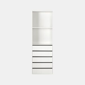 Roupeiro Opéra com 5 gavetas e 2 prateleiras - 60 x 45 x 180 cm - Branco