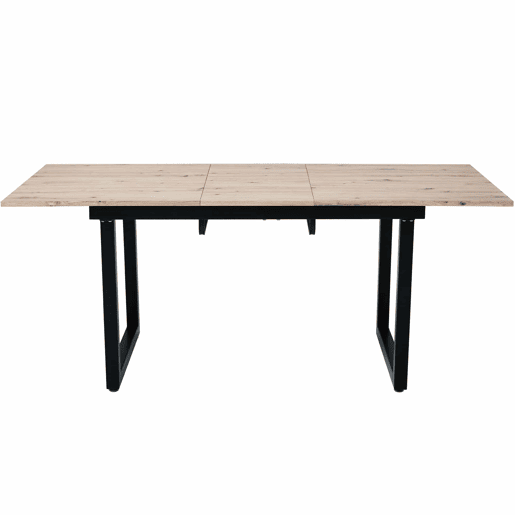 Mesa de jantar extensível 1401808075 - estilo industrial, retangular, mesa de café moderna, ferro, MDF, aparência carvalho + preto