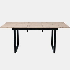 Mesa de jantar extensível 1401808075 - estilo industrial, retangular, mesa de café moderna, ferro, MDF, aparência carvalho + preto