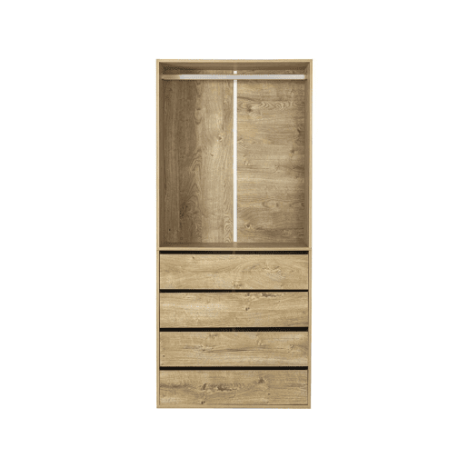 Roupeiro Opéra com 4 gavetas e 1 espaço para pendurar - 80 x 45 x 180 cm - Bege