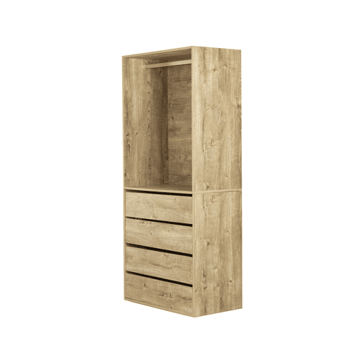 Roupeiro Opéra com 4 gavetas e 1 espaço para pendurar - 80 x 45 x 180 cm - Bege