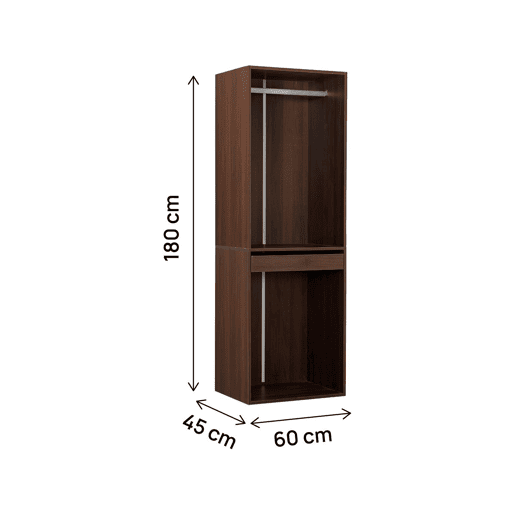 Roupeiro Opéra com espaço para pendurar - 60 x 45 x 180 cm - Castanho