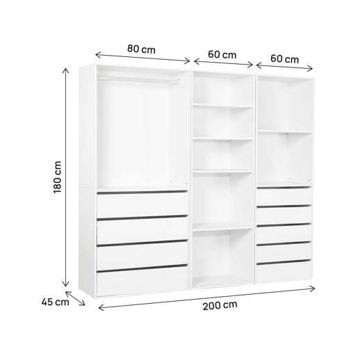 Conjunto de toucador modular Opera - 3 unidades - Branco