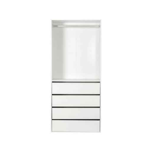 Roupeiro Opéra com 4 gavetas e 1 espaço para pendurar - 80 x 45 x 180 cm - Branco