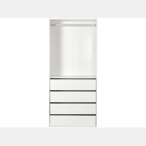 Roupeiro Opéra com 4 gavetas e 1 espaço para pendurar - 80 x 45 x 180 cm - Branco