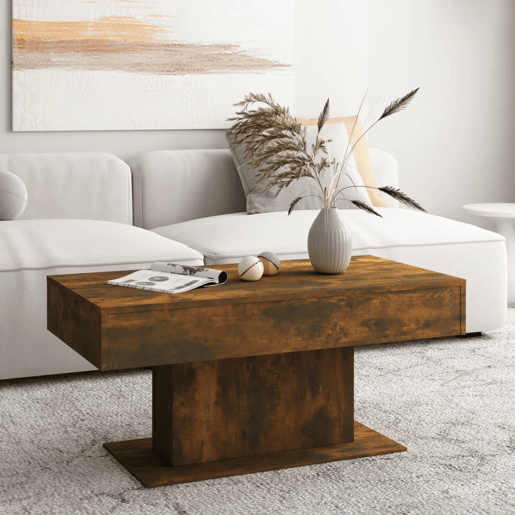 Mesa de Centro, Mesa baixa, 96x50x45 cm derivados de madeira carvalho fumado