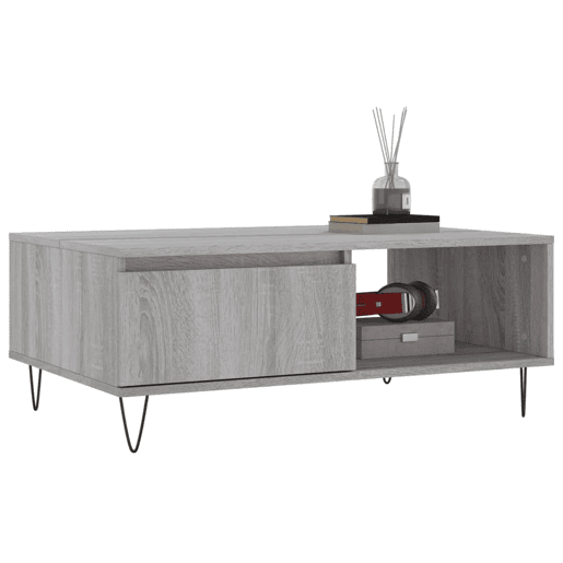 Mesa de Centro, Mesa baixa, 90x60x35 cm derivados de madeira cinzento sonoma