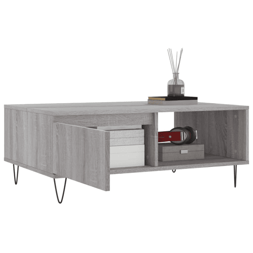 Mesa de Centro, Mesa baixa, 90x60x35 cm derivados de madeira cinzento sonoma