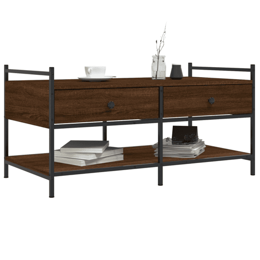Mesa de Centro, Mesa baixa, 99x50x50 cm derivados de madeira carvalho castanho