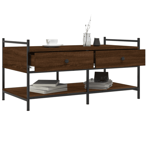 Mesa de Centro, Mesa baixa, 99x50x50 cm derivados de madeira carvalho castanho