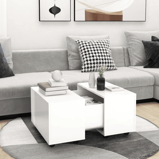 Mesa de Centro, Mesa baixa, 60x60x38 cm derivados de madeira branco