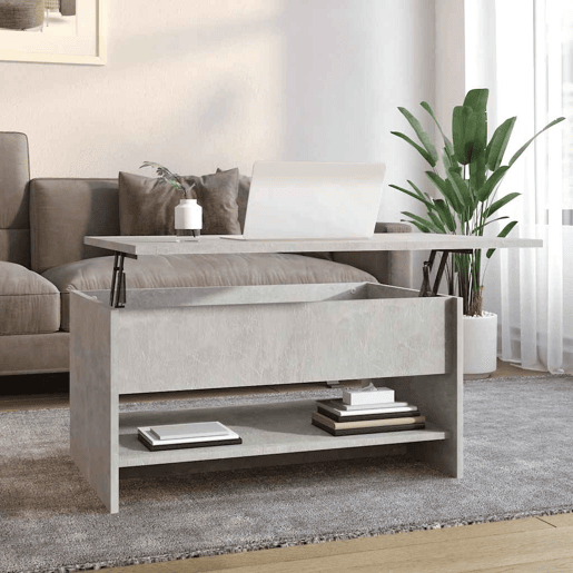Mesa de Centro, Mesa baixa, 80x50x40cm derivados de madeira cinzento cimento