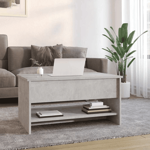Mesa de Centro, Mesa baixa, 80x50x40cm derivados de madeira cinzento cimento