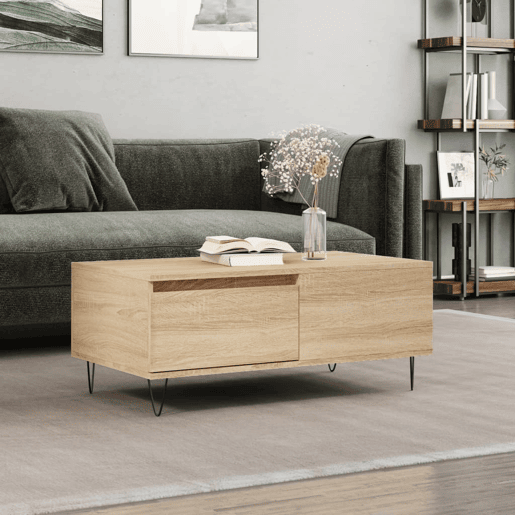 Mesa de Centro, Mesa baixa, 90x50x36,5 cm derivados madeira carvalho sonoma