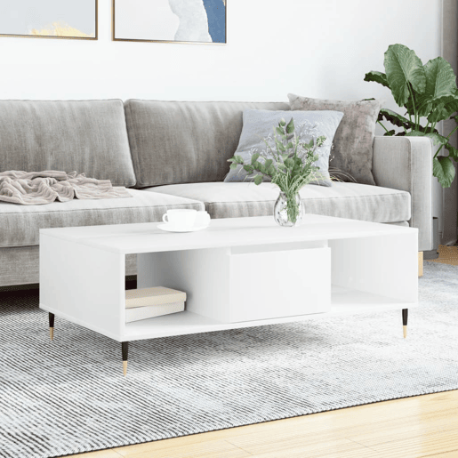 Mesa de Centro, Mesa baixa, 104x60x35 cm derivados de madeira branco