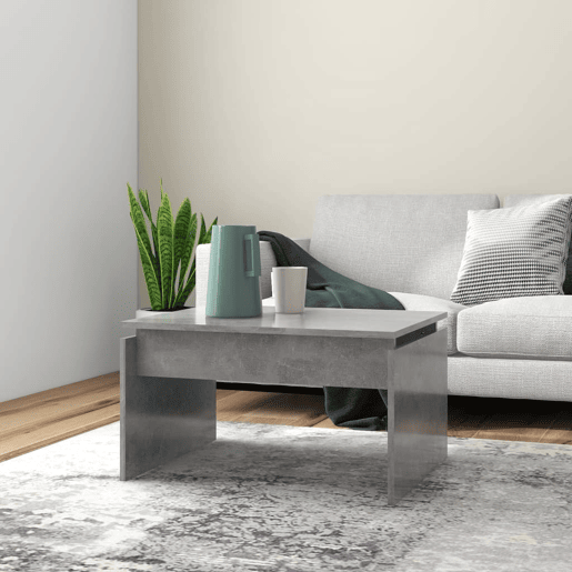 Mesa de Centro, Mesa baixa, 68x50x38 cm derivados madeira cinzento cimento