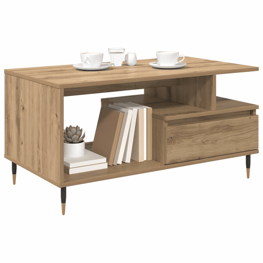 Mesa de Centro, Mesa baixa, com gaveta Carvalho Artesanal 90 x 49 x 45 cm
