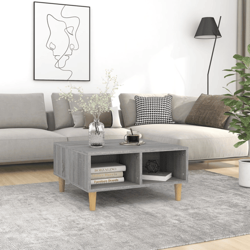 Mesa de Centro, Mesa baixa, 60x60x30 cm aglomerado cor sonoma cinzento