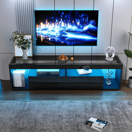 Móvel para TV LED 70 - Com 2 gavetas, consola para sala e quarto - Preto Móvel para TV LED 70 - Com 2 gavetas, consola para sala e quarto - Preto