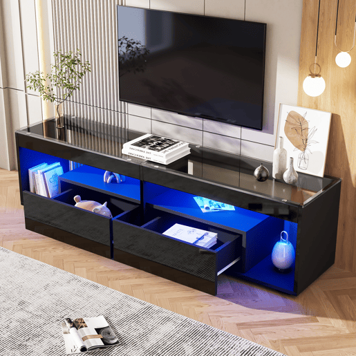 Móvel para TV LED 70 - Com 2 gavetas, consola para sala e quarto - Preto Móvel para TV LED 70 - Com 2 gavetas, consola para sala e quarto - Preto